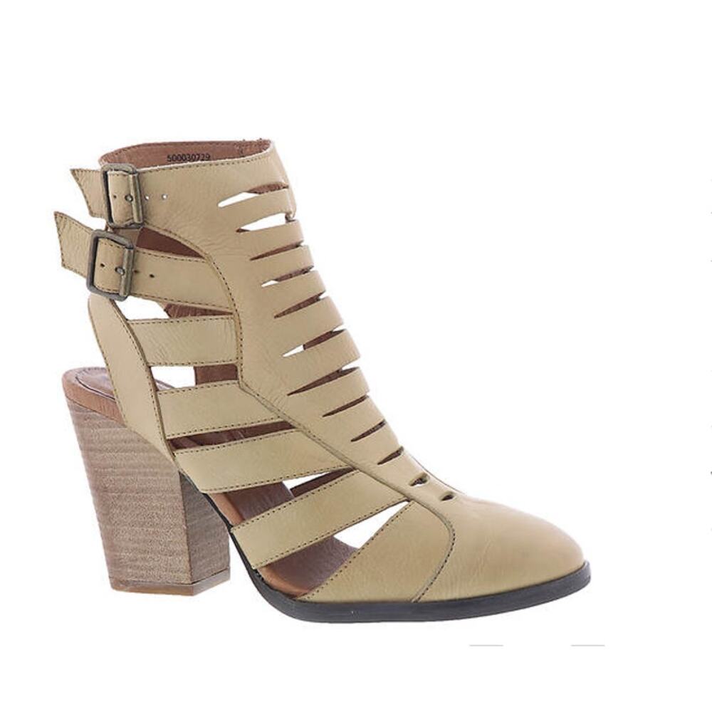 Free People Tan Strappy Cutout Block Heel Sandal Boots